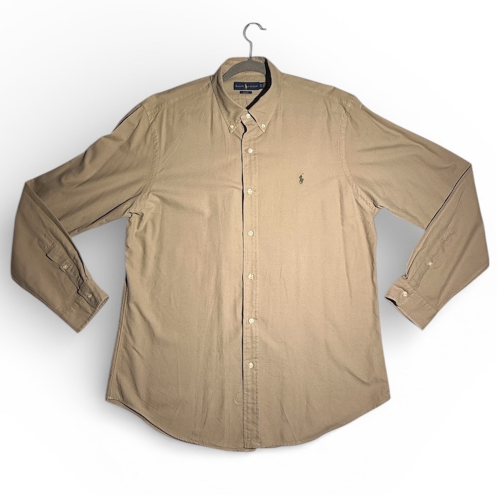 Ralph Lauren Slim Fit Khaki Button-Down Shirt Men’s XLT